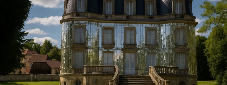 Façade du château d'Andrésy entièrement recouverte de miroirs